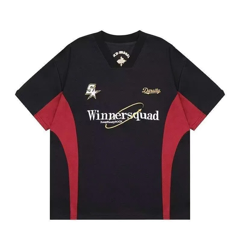 Tシャツ メンズ 春夏 半袖 Vネック 切り替え プリント アルファベット ゆったり カジュアル 通気性 耐磨耗 プルオーバー トップス