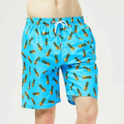 Men's Shorts, Quick Dry, Lightweight, Gradient Beach Pants, Swimsuit, Half Pants, Surf Pants, Saltwater Pants, Amphibious, Swimwear, Water Repellent, Large Size, Sports, Outdoors