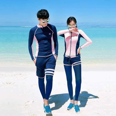 フィットネス水着 ペア レディース メンズ ラッシュガード 5点セット 3点セット 長袖 セパレート 体型カバー 紫外線対策 擦り傷防止 サーフィン シュノーケリング 海 プール