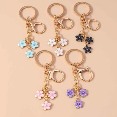 Keychain Women's Sakura Cherry Blossom Plum Flower Motif Cute Fall Prevention Key Ring Bag Charm Smartphone Mobile Strap Key Metal Accessory