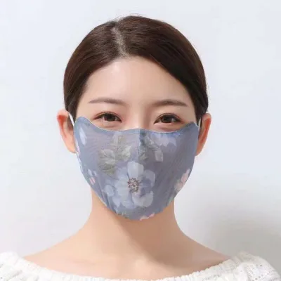 マスク レディース 接触冷感 UVカット 日焼け防止 目元カバー 立体 花柄 かわいい 吸汗速乾 息がしやすい 薄手 紫外線対策