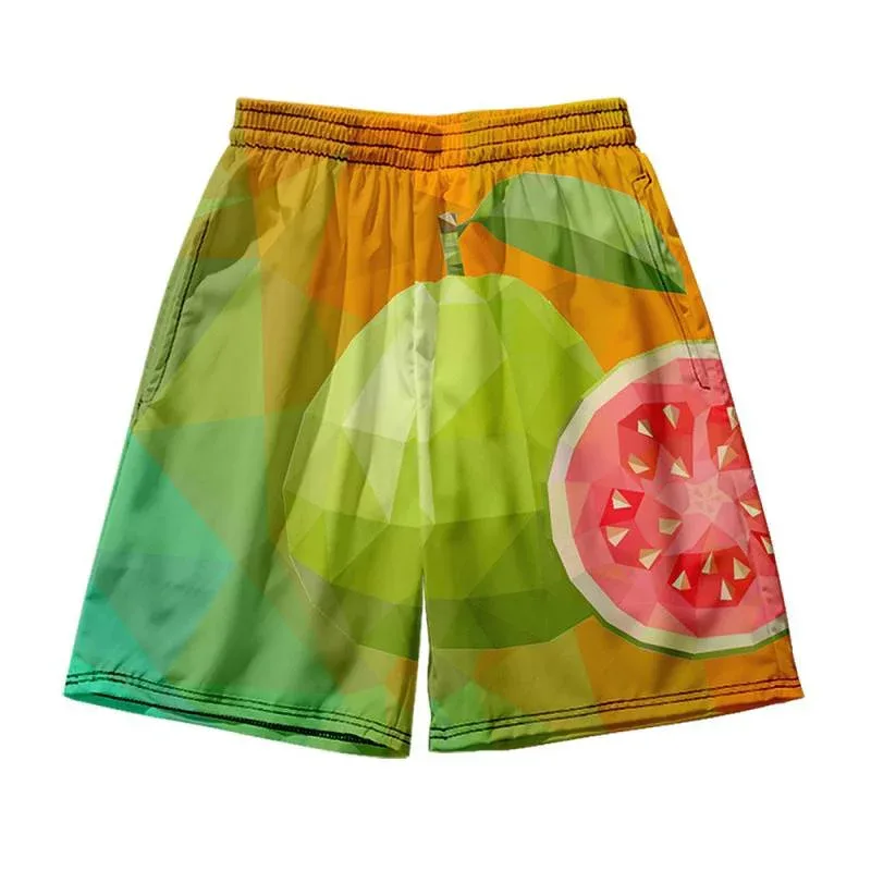 Men's Shorts, Spring/Summer, Quick Dry, Breathable, 3D Digital Print, Fruit Pattern, Beach Pants, Athletic Wear, Loungewear, Casual, Loose, Straight