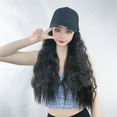 ウィッグ 帽子付きウィッグ レディース ロング 巻き髪 ウェーブ カール 自然 小顔効果 帽子一体型 かつら 秋冬 おしゃれ