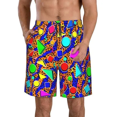 Shorts for Men and Women, Spring/Summer, Geometric Pattern, Camouflage Pattern, Digital Print, Mesh, Breathable, Quick Dry, Lightweight, Casual, Outdoor Beach Pants