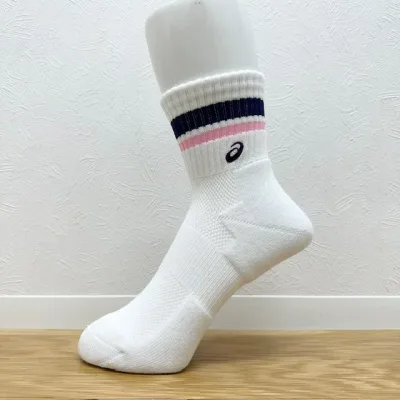 【ネコポス対応可】アシックス (asics) ソックス ミドルショート ソブエスポーツオリジナルカラー PC06 W×PU×W×P×PU(ホワイト×パープル×ホワイト×ピンク×パープル) ハンドボール