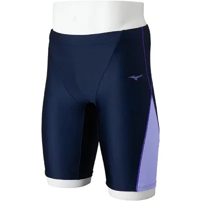 ミズノ (MIZUNO) アクアフィットネス用水着 水泳 ハーフスパッツ メンズ (25ss) ネイビー×ラベンダー M-XL N2JBC10187 店頭展示品 箱なし 返品交換不可【SS260950】