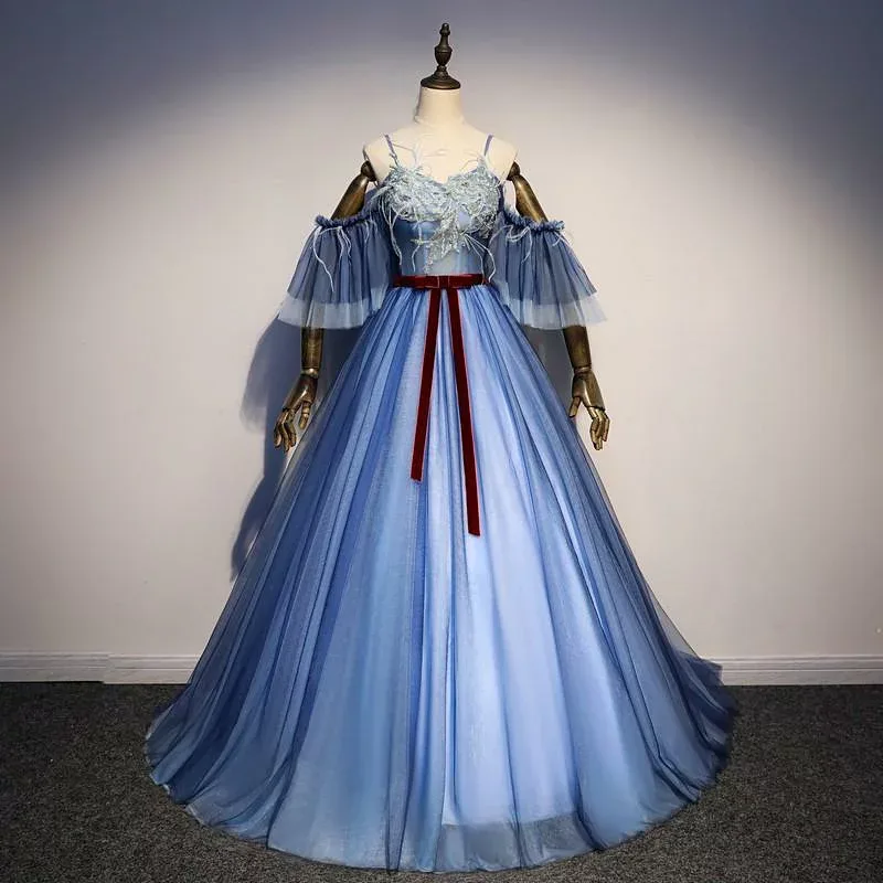 カラードレス 青 結婚式 ロングドレス 二次会ドレス プリンセスラインドレス 安い ウェディングドレス パーティードレス 演奏会 サッシュリボン 発表会 イブニングドレス 披露宴 コンサート 花嫁 前撮り 後撮り ブライダル フォーマル
