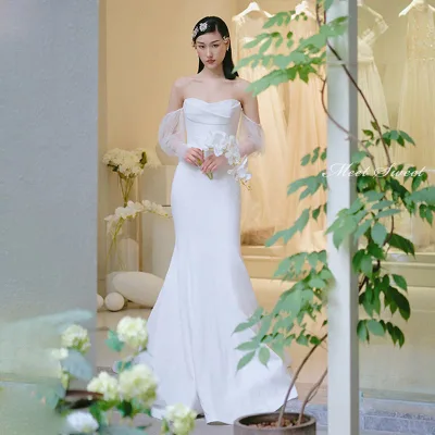 ウェディングドレス ロング丈 ロングドレス マーメイドラインドレス マーメイドドレス セクシー 結婚式 ウエディングドレス 二次会ドレス 花嫁ドレス 前撮り エレガント ホワイト フォトウェディング ガーデンフォト 披露宴 ブライダルドレス 海外挙式 セミオーダー おしゃれ