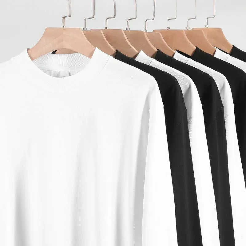 Tシャツ メンズ 男性用 トップス 綿 長袖 小さめネック ゆったり 新疆綿 コットン 透湿