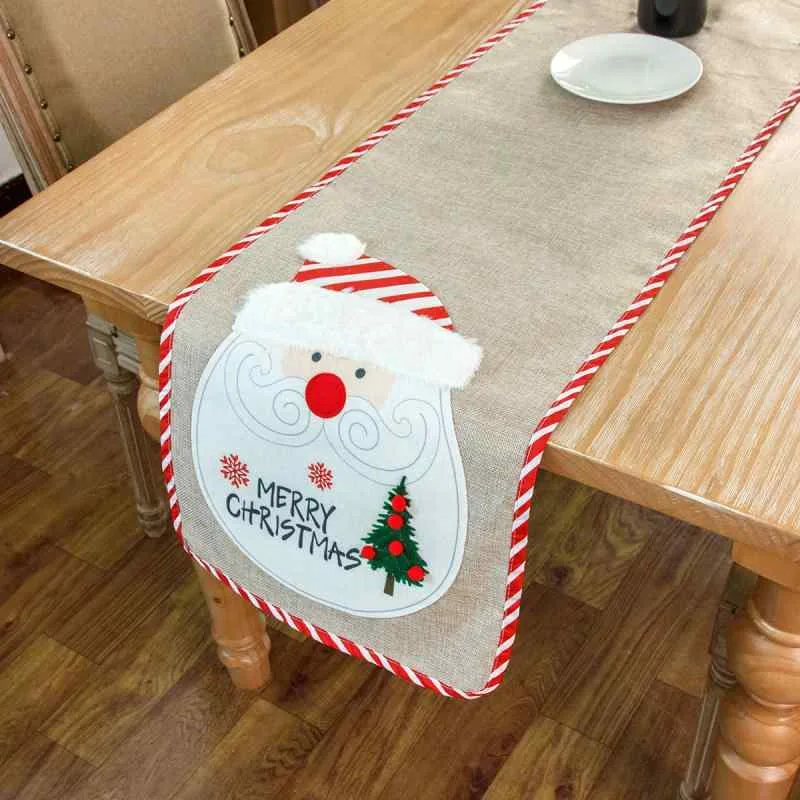 テーブルクロス クリスマス 麻布 刺繍 ランチョンマット プレースマット 断熱マット 布製 飾り テーブルランナー2