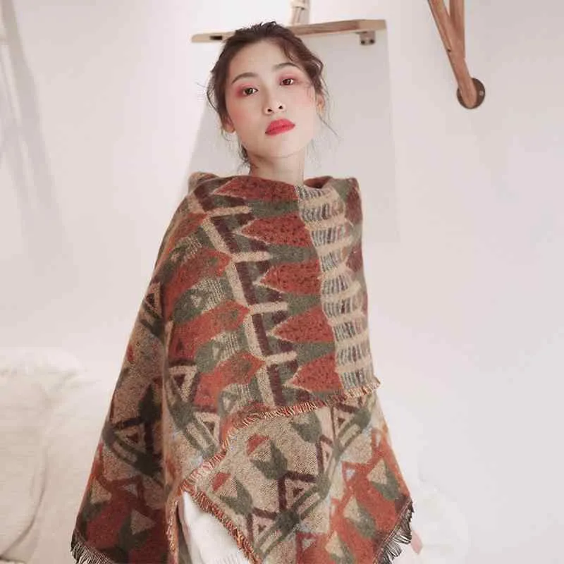 scarf women winter thick warm knitted shawl ethnic style travel photography northwest china trip autumn