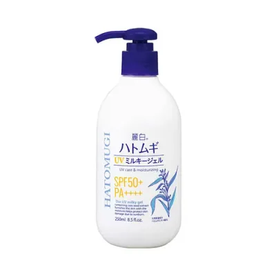 熊野油脂株式会社麗白 ハトムギ UVミルキージェル SPF50+ PA++++ ポンプタイプ 250ML 送料無料