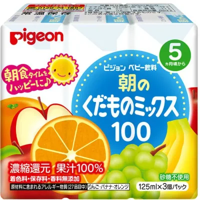 ピジョン ピジョン 紙パックベビー飲料 朝のくだものミックス100 125mL×3個パック 送料無料