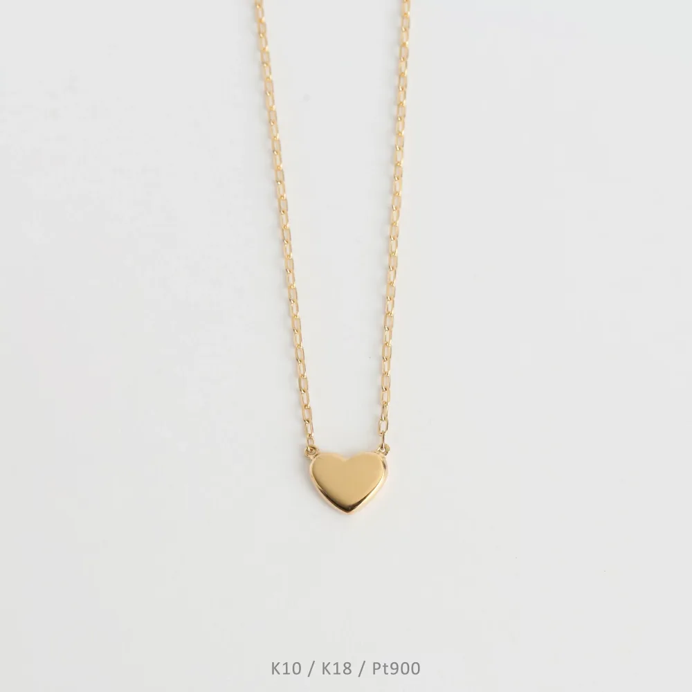 【Tiera Necklace】 K10/K18/Pt900 ハート モチーフ プレート 地金 ネックレス 10金 10k k10 18金 18k k18 pt900 イエローゴールド ピンクゴールド ホワイトゴールド プラチナ かわいい ペンダント シンプル プレゼント ギフト