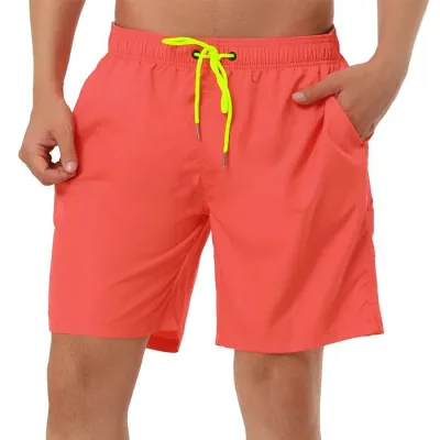 Lars Amadeus メンズ スイムショーツ サーフパンツ ボードショーツ ス ソリッド ビーチ メッシュ レッド 32