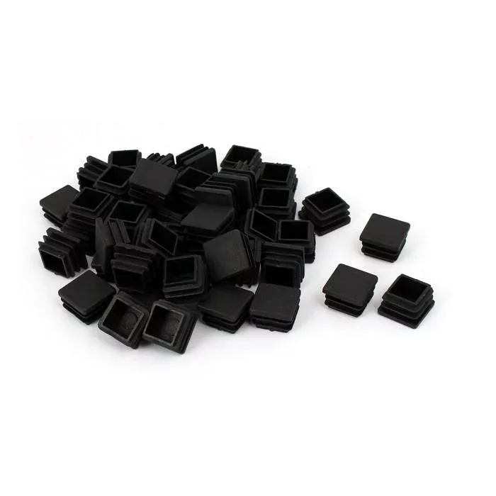チューブインサート カバーキャッププラグ ブランキングエンドキャップ 正方形 プラスチック ブラック 20mmx20mm 50個