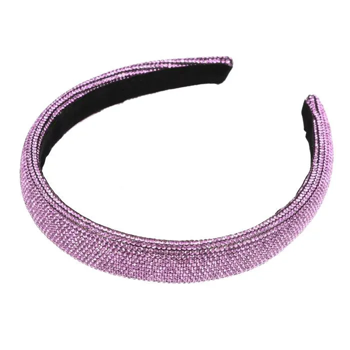 VOCOSTE シンプルラインストーンつば広ヘッドバンド 5.59" x 0.87" クラシックスタイル ヘッドバンド 女性と女 子用 1 個 ピンク