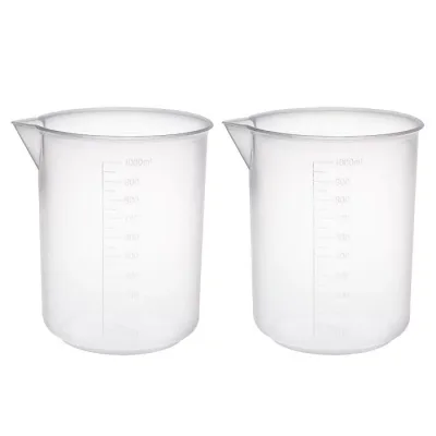 計量カップ ビーカー ラボ用 PP プラスチック 目盛り付のビーカー 1000ml 2個入り