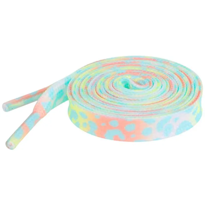 Elerevyo Leopard Shoelaces Multicolor Tie Dye Gradient Shoelace Flat Shoe Strings for Sports Sneakers 2 Pairs Cyan 160cm/63.0"