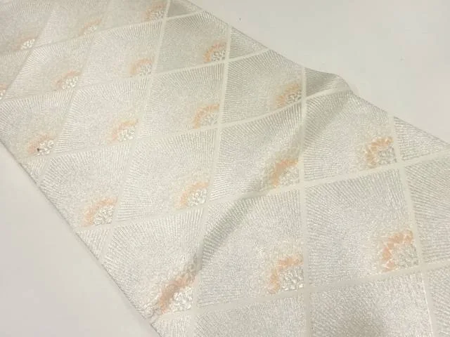 襷に花模様織出し袋帯(材料)【アンティーク】【中古】【着】 宗sou