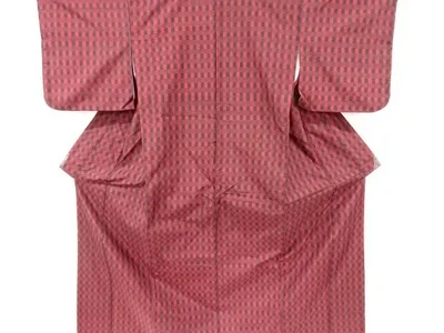 格子織り出し手織り紬着物アンサンブル【中古】【着】 宗sou
