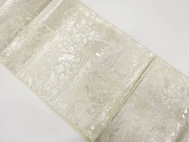 変わり格子に抽象動物・花鳥模様織り出し 袋帯【中古】【着】 宗sou