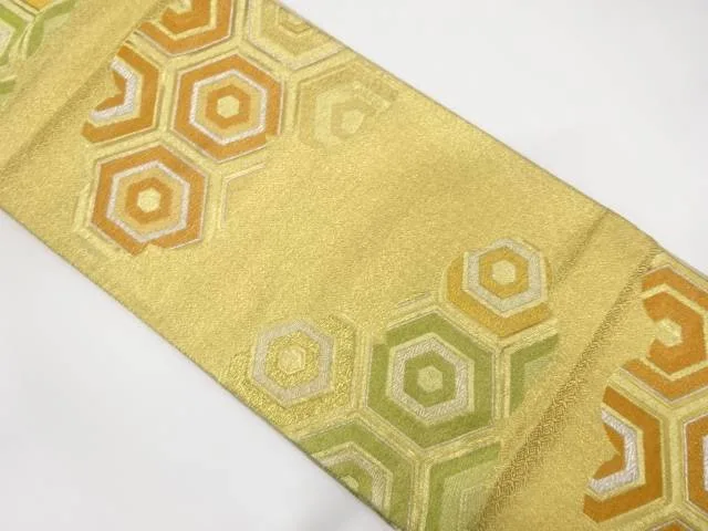 重ね亀甲模様織出し袋帯(着用可)【アンティーク】【中古】【着】 宗sou