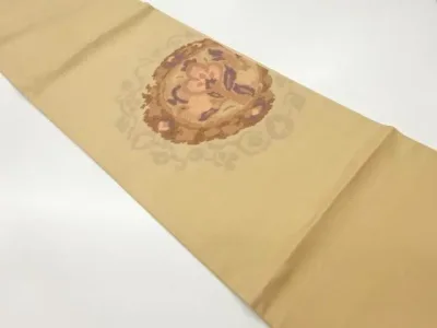 鏡裏に花唐草模様織出し袋帯【中古】【着】 宗sou