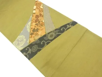 切り嵌め 菊・桐に花唐草模様織出し袋帯【中古】【着】【袋帯】 宗sou