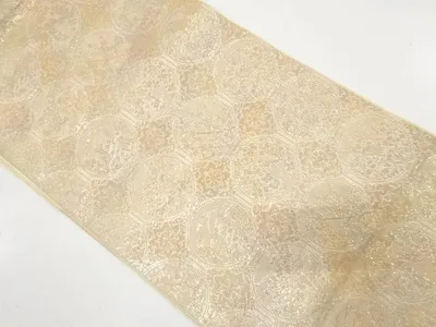 丸に菊・梅・秋草模様織り出し袋帯(材料)【アンティーク】【中古】【着】【袋帯】 宗sou