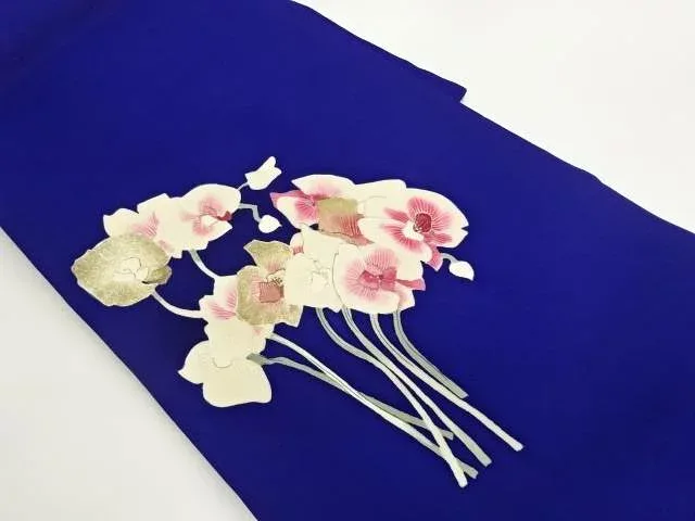 塩瀬金彩手描き花模様名古屋帯【中古】【着】【名古屋帯】 宗sou