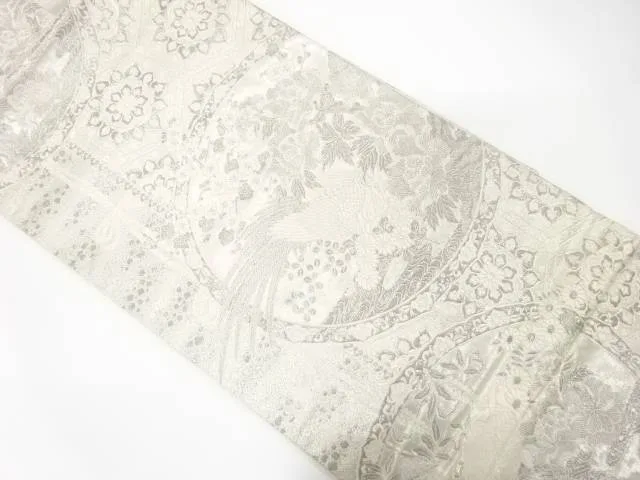 絵皿に花鳥模様織り出し 袋帯【中古】【着】【袋帯】 宗sou