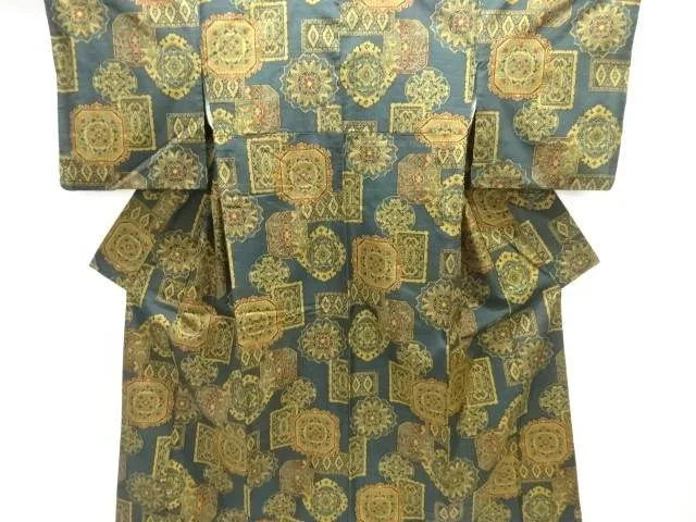 華紋織り出し十日町紬着物【中古】【着】【紬・お召し】 宗sou
