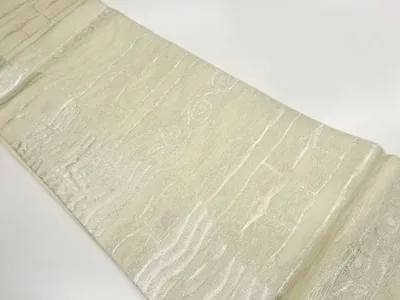 紗 曲線に抽象花葉・唐草模様織出し袋帯【中古】【着】【袋帯】 宗sou