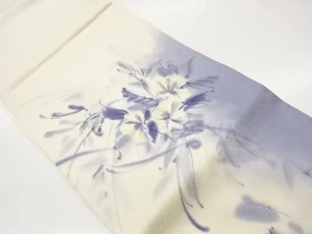 作家物 手描き花葉模様名古屋帯【中古】【着】【名古屋帯】 宗sou