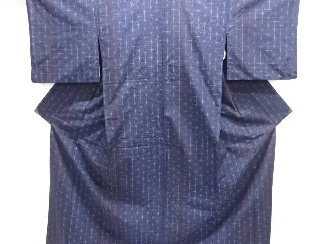 麻の葉模様織り出し手織り紬着物【アンティーク】【中古】【着】【紬】 宗sou