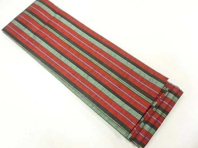 縞模様織り出し半幅帯【中古】【着】【半幅帯】 宗sou