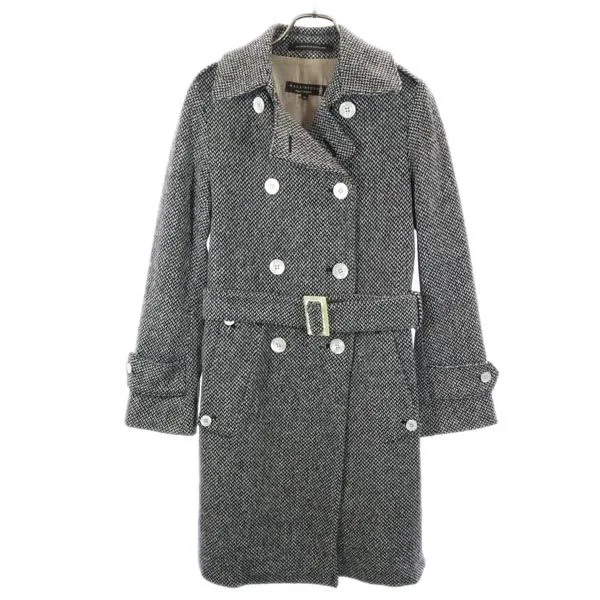 マッキントッシュ ウール100% トレンチコート 32 黒×白 Mackintosh レディース 【中古】 【221216】