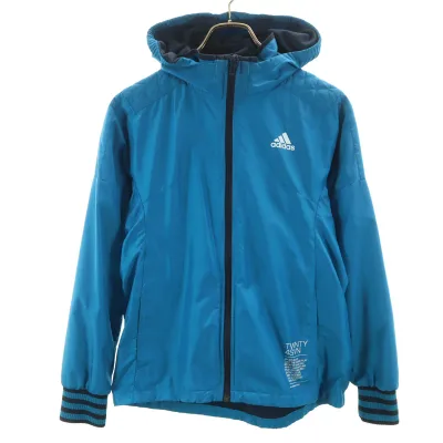 古着 adidas アディダス ウインドブレーカー M ブルー ジャケット 裏トリコット レディース 【中古】