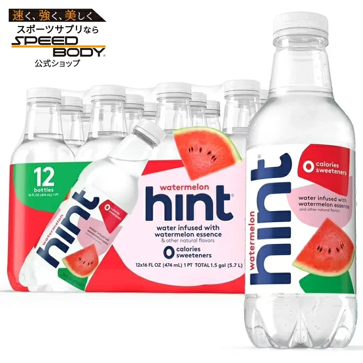 ヒント ボトルウォーター ウォーターメロン シュガーフリーフレーバーウォーター 474ml 12本パック Hint Bottled Water, Watermelon Sugar Free Flavored Water 16 Fl Oz Pack of 12 【お取り寄せ商品】