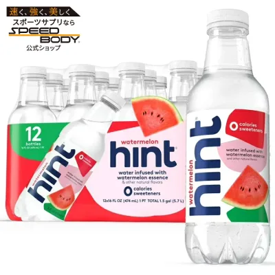 ヒント ボトルウォーター ウォーターメロン シュガーフリーフレーバーウォーター 474ml 12本パック Hint Bottled Water, Watermelon Sugar Free Flavored Water 16 Fl Oz Pack of 12 【お取り寄せ商品】
