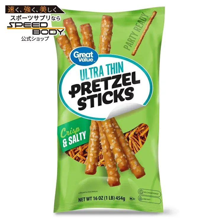 グレートバリュー 超薄型プレッツェルスティック 454g Great Value Ultra Thin Pretzel Sticks, 16 oz Bag 【お取り寄せ商品】
