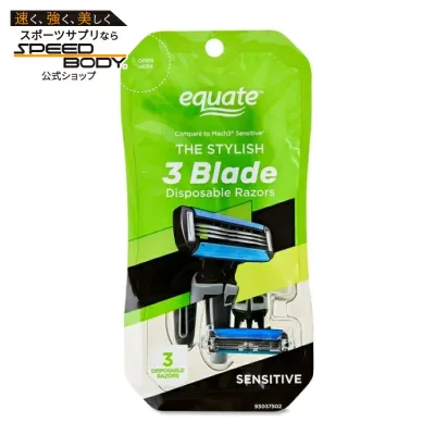 エクエート メンズ 3枚刃 使い捨てカミソリ 敏感肌用 3本入 Equate Men's 3 Blade Disposable Razors, Sensitive (3 Count) 【お取り寄せ商品】