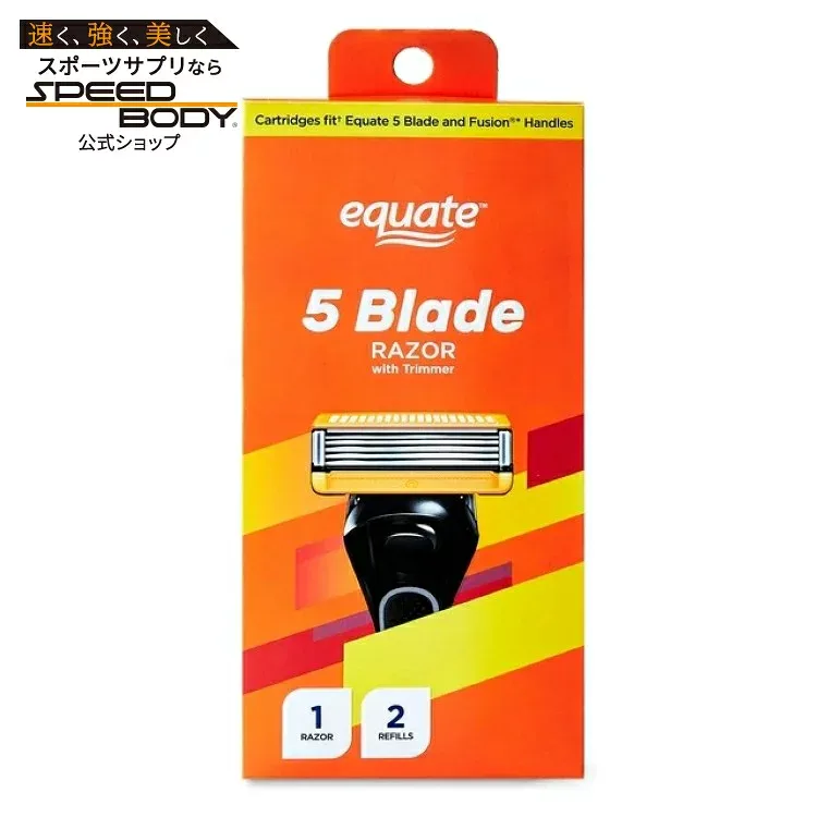 エクエート メンズ 5枚刃 カミソリ トリマー付き 替刃2個付 本体1本 Equate Men's 5 Blade Razor with Trimmer, Cartridges Fit 【お取り寄せ商品】