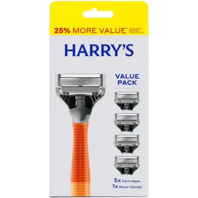 ハリーズ メンズシェービングカミソリ 5枚刃 替刃5個付 エンバーオレンジ Harry's Shaving Razor for Men with 5 Razor Blade Refill Cartridges, Ember Orange 【お取り寄せ商品】