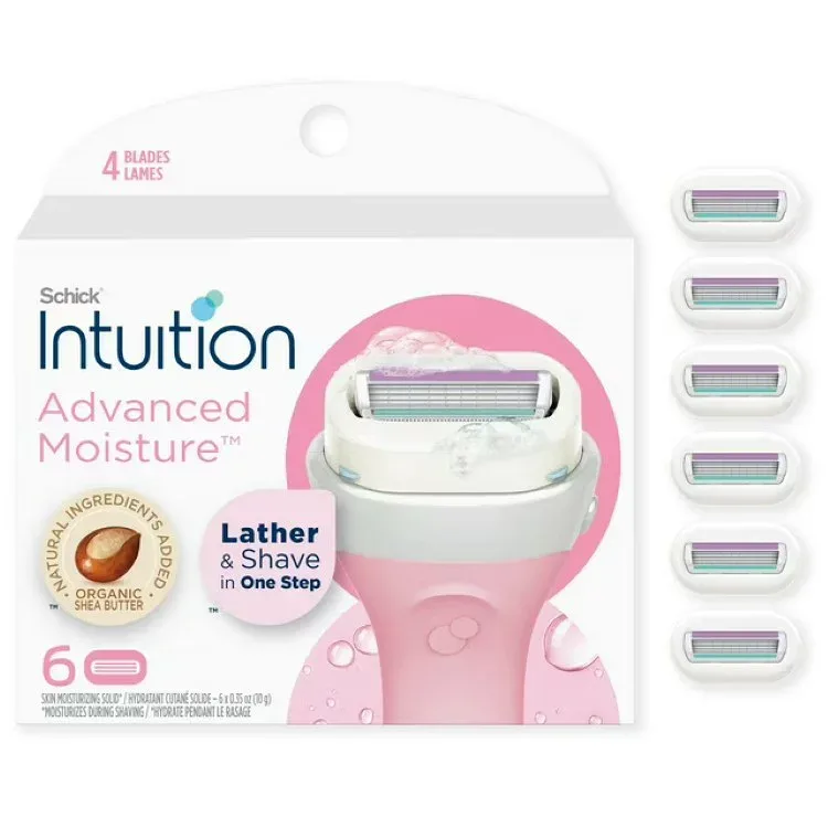 シック イントゥイション アドバンスドモイスチャー レディース 替刃 4枚刃 6個 Schick Intuition Advanced Moisture Women's Razor 4-Blade Refills, 6 Count 【お取り寄せ商品】