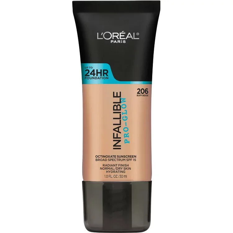 ロレアル パリ インファリブル プログロウ リキッドファンデーション 206 バフベージュ 約30mL L'Oreal Paris Infallible Pro-Glow Liquid Foundation Makeup, 206 Buff Beige, 1 fl oz 【お取り寄せ商品】
