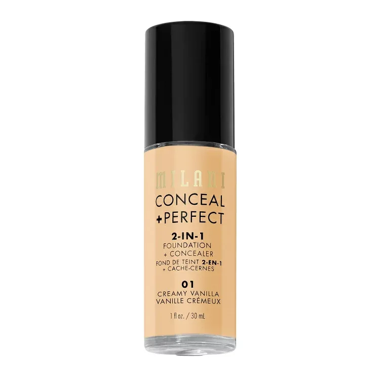 ミラニ コンシール+パーフェクト 2-in-1 ファンデーション+コンシーラー クリーミーバニラ 30ml Milani Conceal + Perfect 2-in-1 Foundation + Concealer, Creamy Vanilla 【お取り寄せ商品】