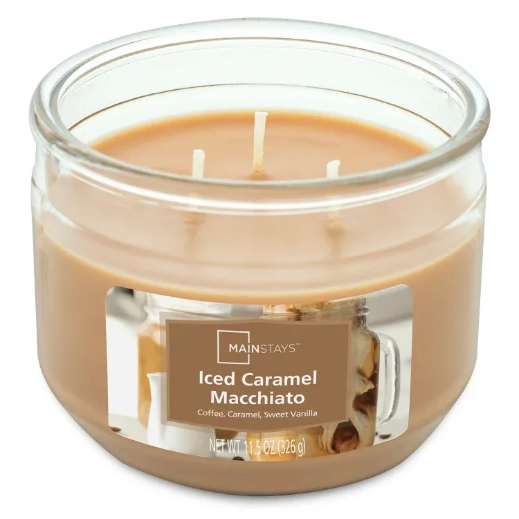 【ウォルマートPB】メインステイズ 3芯キャンドル アイスキャラメルマキアートの香り 約326g Mainstays Iced Caramel Macchiato Scented 3 Wick Candle, 11.5 oz. 【お取り寄せ商品】