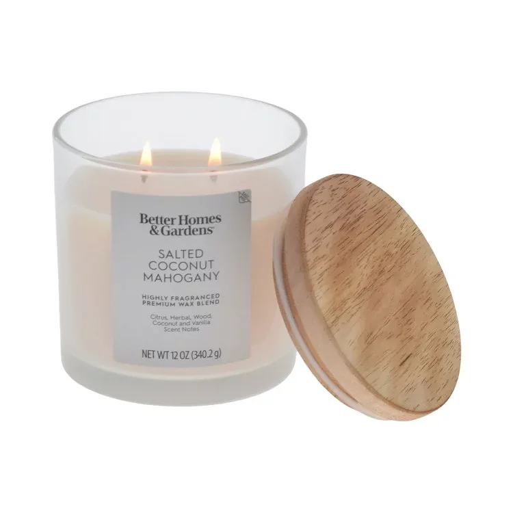【ウォルマートPB】ベターホームズ&ガーデンズ 2芯キャンドル オンブレジャー 約340g Better Homes and Gardens 2-Wick Salted Coconut Mahogany 12oz Scented Ombre Jar Candle 【お取り寄せ商品】